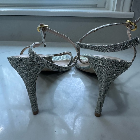 Stuart Weitzman Starla Metallic Sandals Silver Strappy Heel Size 11 NWT - Picture 7 of 9